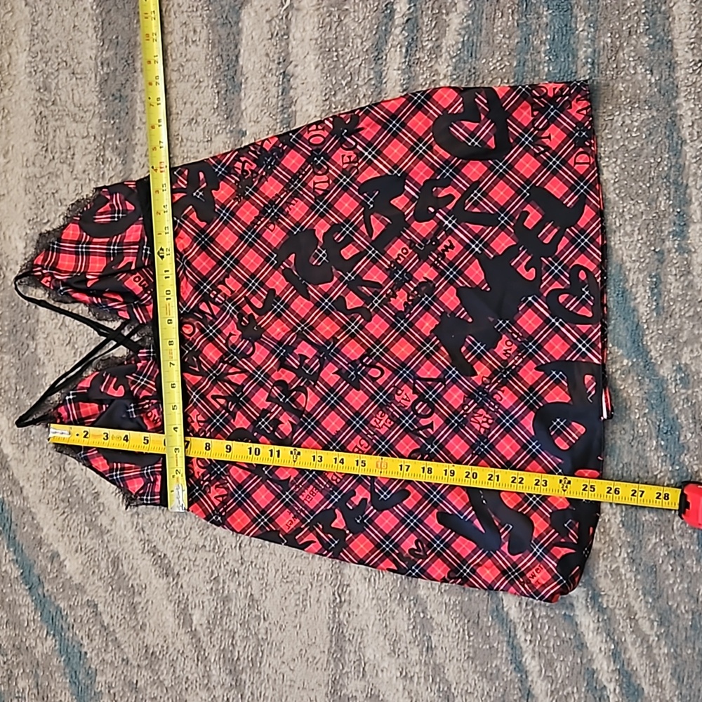 Victoria's Secret Woman's Red & Black Plaid Lace Chemise Slip Nightgown Sz:L EUC - Picture 6 of 6